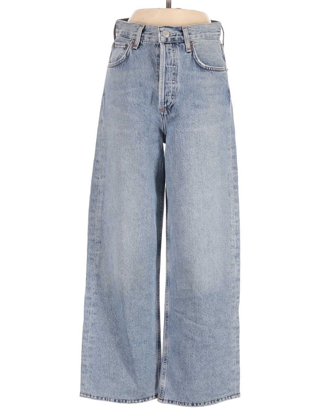 Agolde 100% Cotton Light Blue High-Rise Wide Leg Jeans